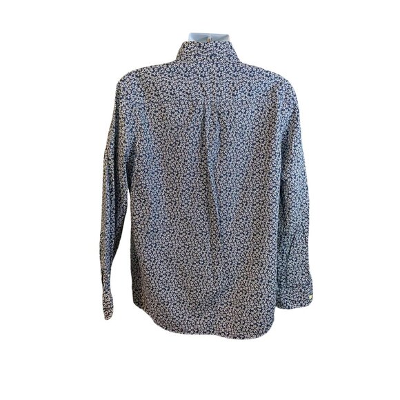 Chaps Mens Large Navy White Coral Print Long-Sleeve Button-Down Shirt Preppy - Picture 3 of 6